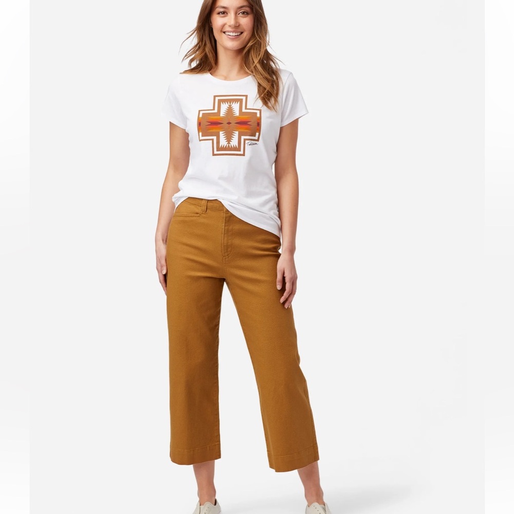 Pendleton High Waited Cropped Wide Leg Tan Pant Size 12 NWOT
